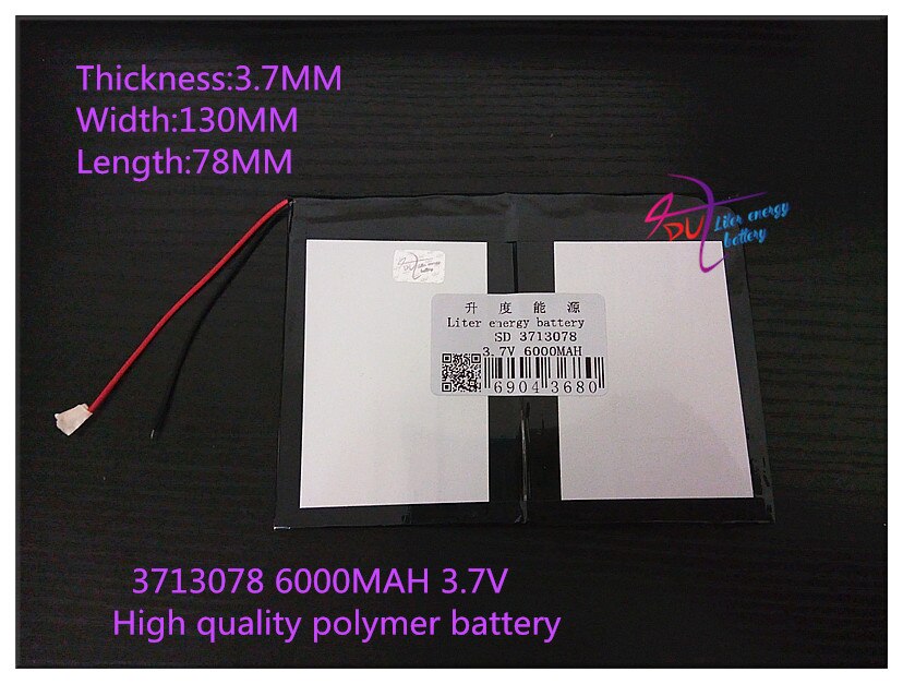 3.7 V 6000 mAH 3713078 Polymer lithium ion/Li-Ion batterij voor tablet pc, mp3, mp4, GPS, mobiele telefoon, luidspreker