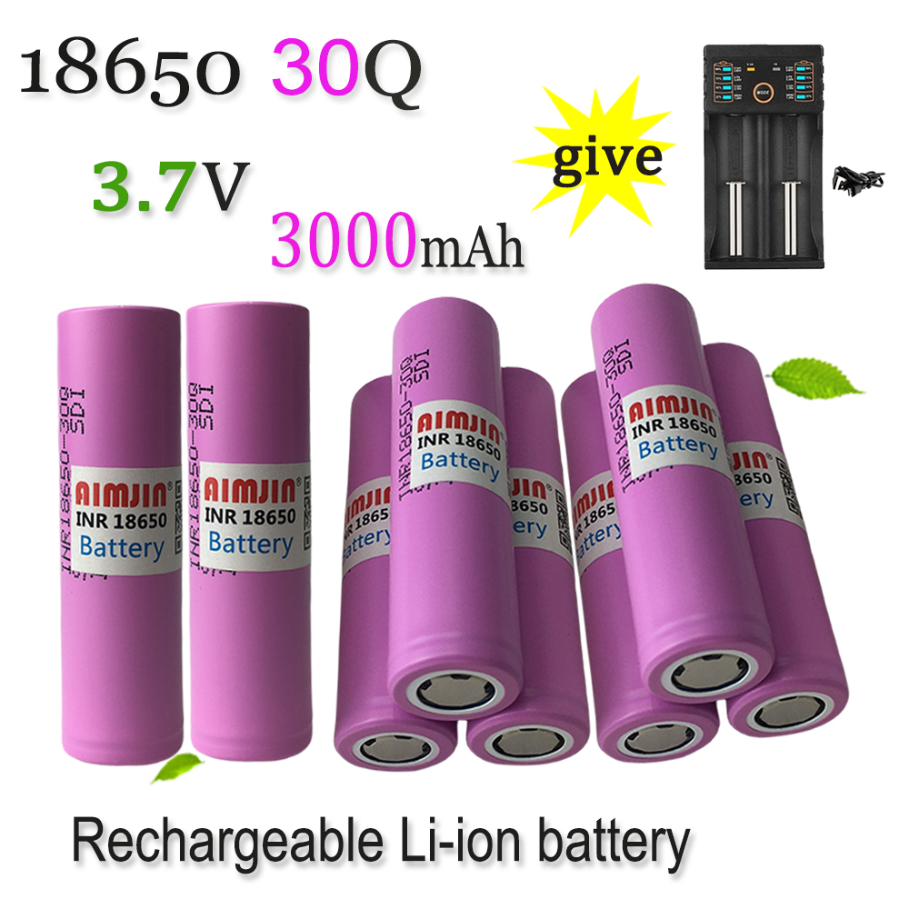 18650 30Q 3.7V 3000mAh Rechargeable Battery With USB Charger, Suitable For Our 18650 Toys, Tools, Flashlight Batteries, Etc