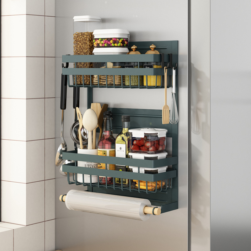 Magnetic Fridge Shelf Kitchen Paper Tube Cling Film Storage Rack Spice Storage Rack Storage Rack On The Side Of The Refrigerator