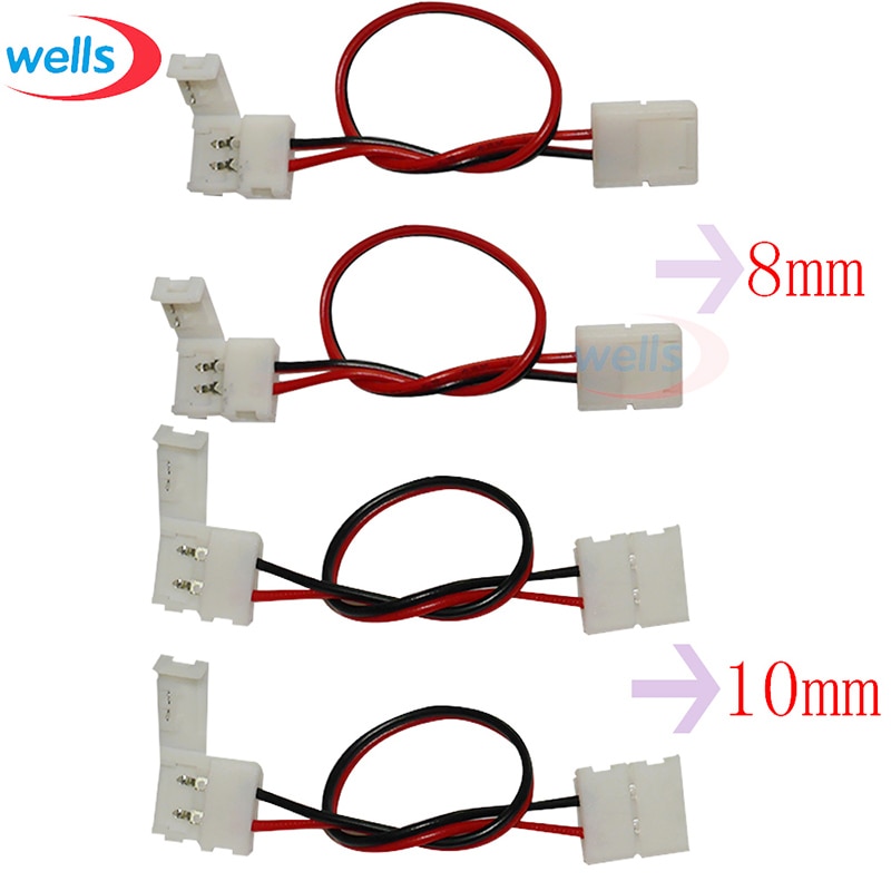 5Pcs 2pin 3pin 4pin 8Mm 10Mm Led Pcb Adapter Connector Voor 3528 5050 Enkele Kleur Rgb Led strip Licht
