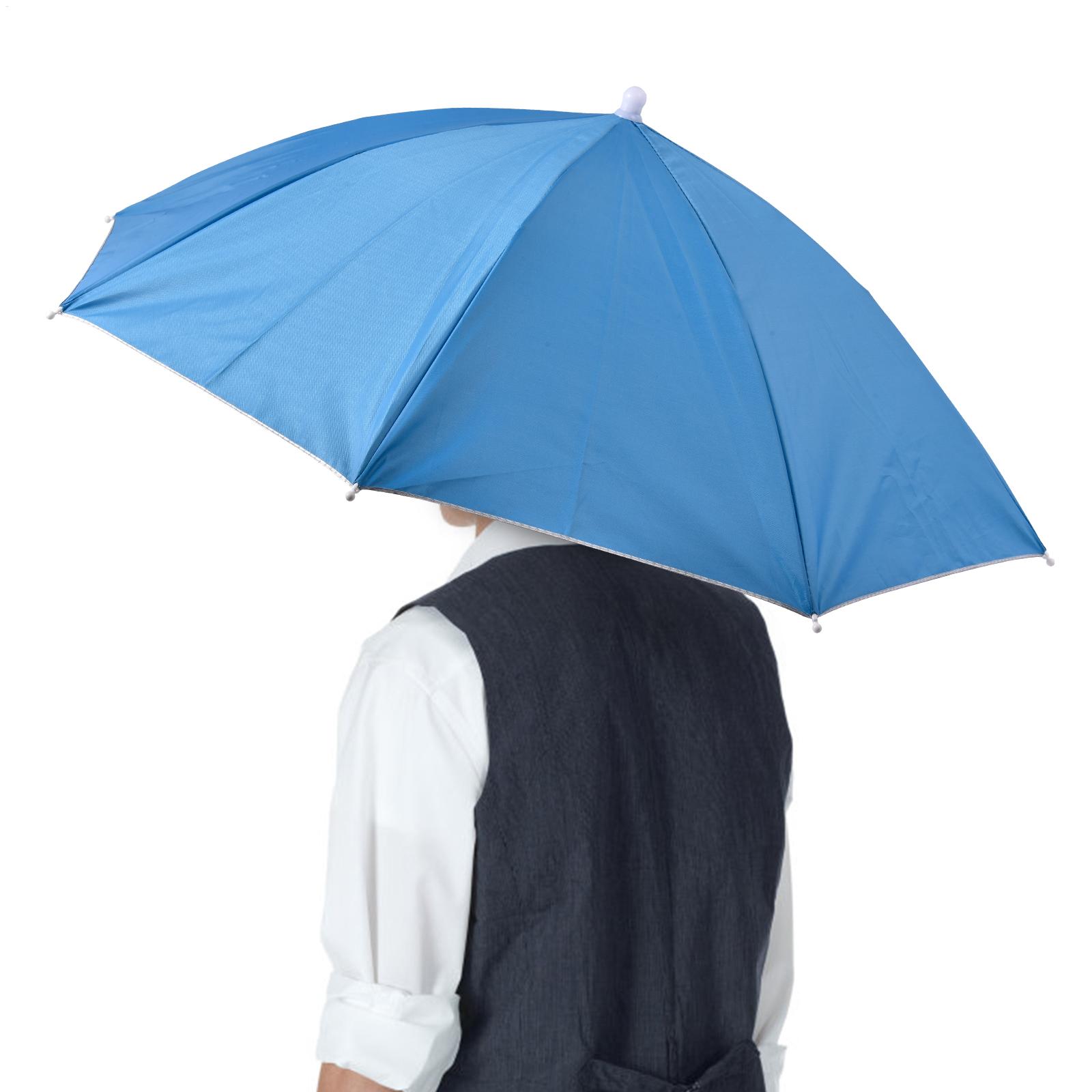 Handsfree UV-beschermende parapluhoed, elastische compacte hoofdbedekking, UV- en regenbescherming, op het hoofd te dragen paraplu voor vissen, golfen