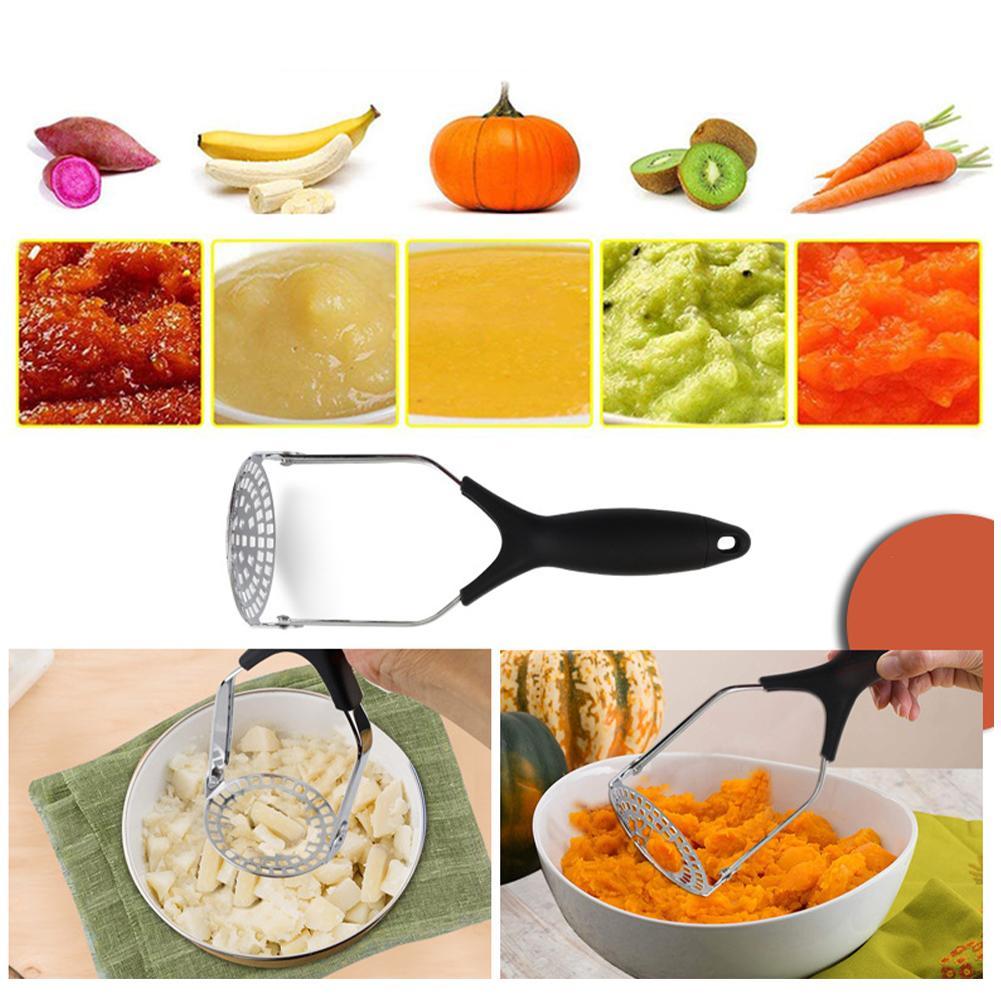 Steel Potato Masher With Broad Mashing Plate For Smooth Mashed Potatoes Fruit Vegetable Pressed Maker Puree Squeezer