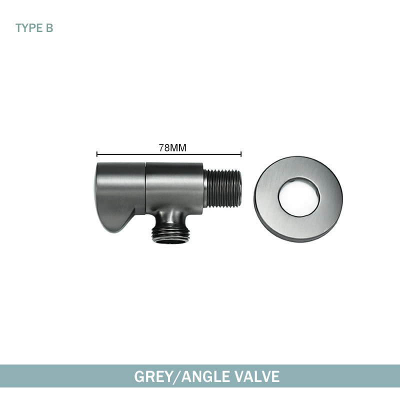 Messing Kraan Ventiel Muur Gemonteerde Socket Buitendraad G1/2 "Zwarte Kraan Douche Messing Hoek Ventiel Badkuip Accessoires: Donkergrijs