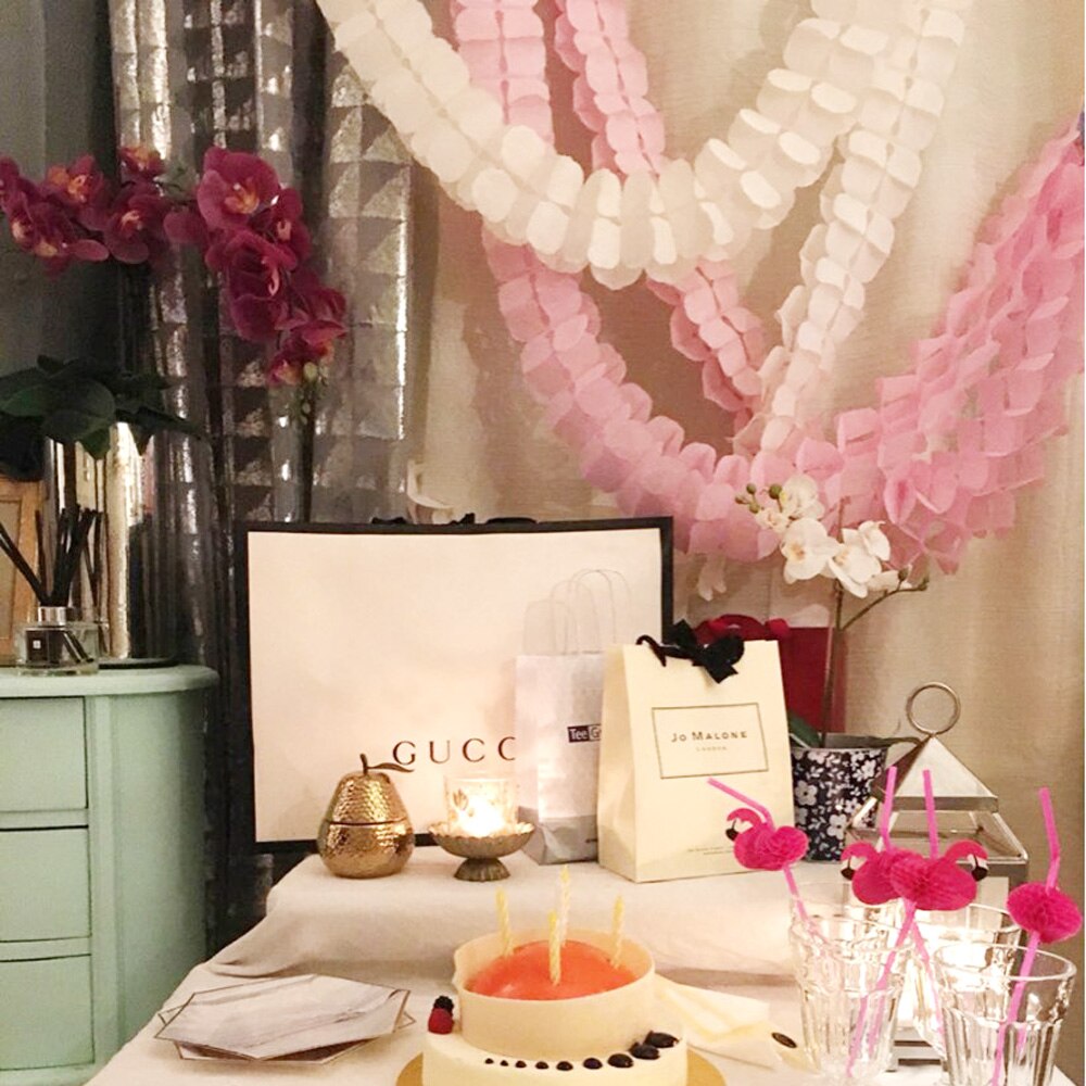 Wedding decoration Pink Princess Theme Paper Garland Puff Tissue Garden Birthday Party Suppliers Backdrop Hanging Decor