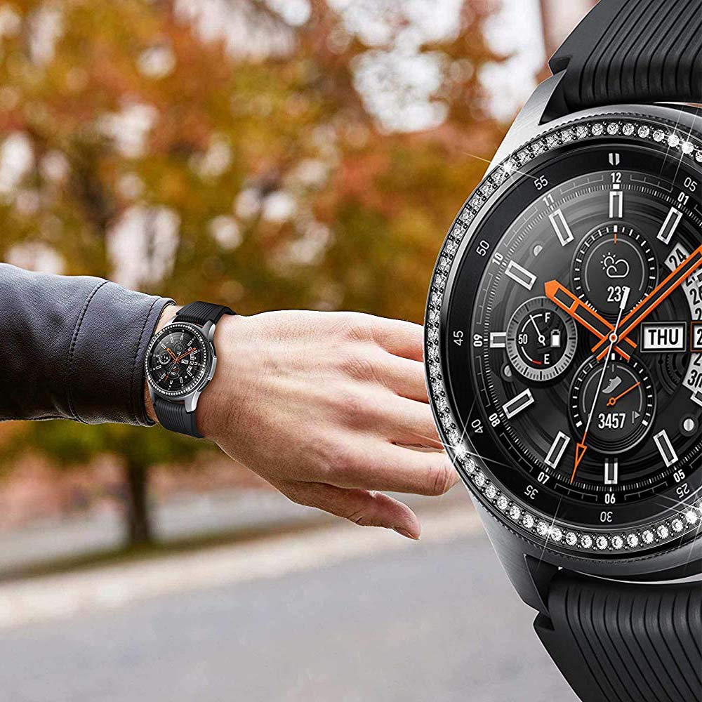 Bisel brillante para Samsung Galaxy Watch 42mm 46mm/ Gear S3 Frontier, anillo de Metal de diamante, cubierta adhesiva, accesorios para reloj, parachoques
