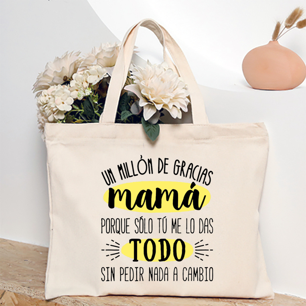Tengo una mejor mamá del mundo, bolso de hombro estampado para mujer, bolso de lona, bolsos de compras para mujer, de cumpleaños para el día de la madre: Marfíl