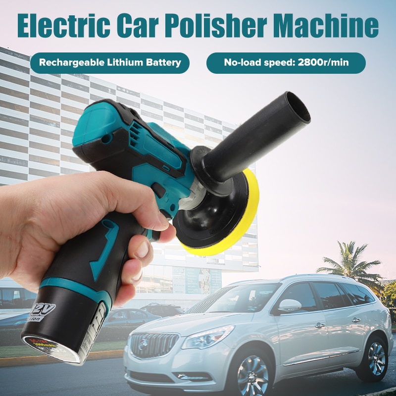 12V Cordless Electric Car Polisher Machine Portable Car Polishing Cleaner Adjustable 5 Speed Rechargeable Lithium Battery