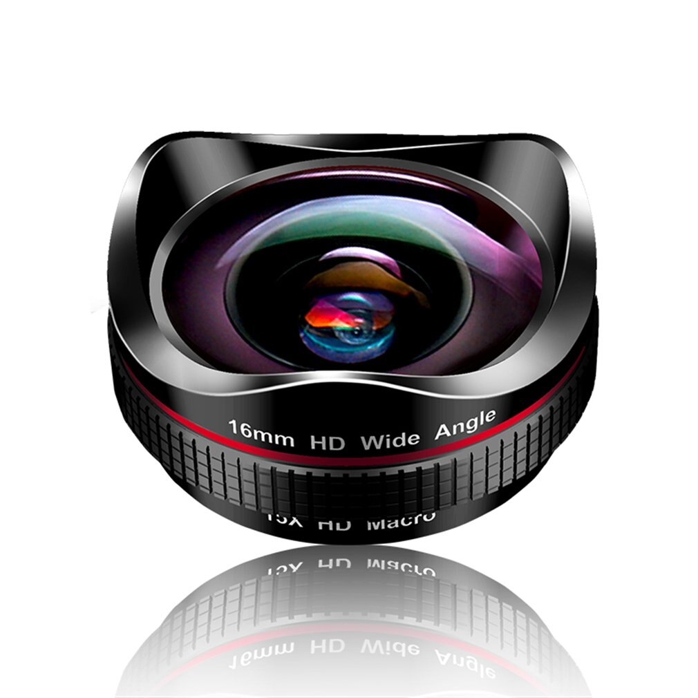 L-620 Mobile Phone Lens 16Mm Distortion-Free Wide-Angle Macro 2-In-1 Hd External Universal: Black