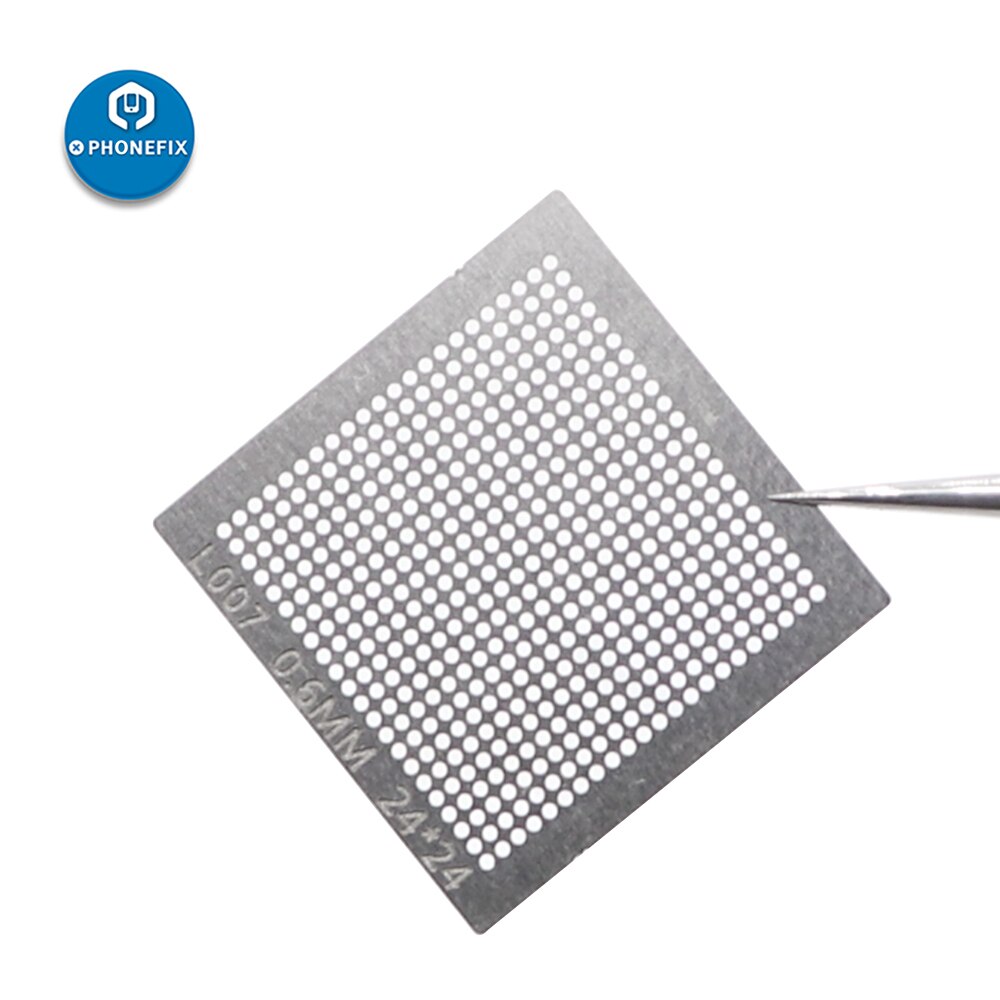 Bga reballing stencil universal kit 18 st 0.3/0.35/0.5/0.55/0.6/0.76mm reballing nät för telefon ic lödning reparation