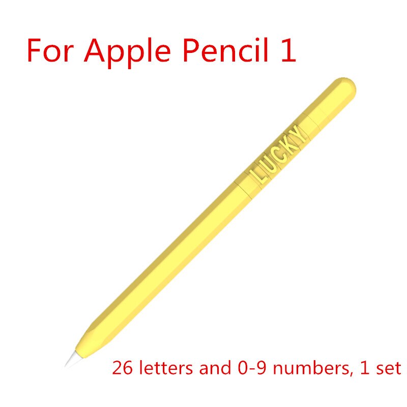 Cute Candy Color Silicone Case For Apple Pencil 2/1 For iPad Tablet Touch Pen Funny DIY Letter Number Protective Cover: yellow For pencil 1