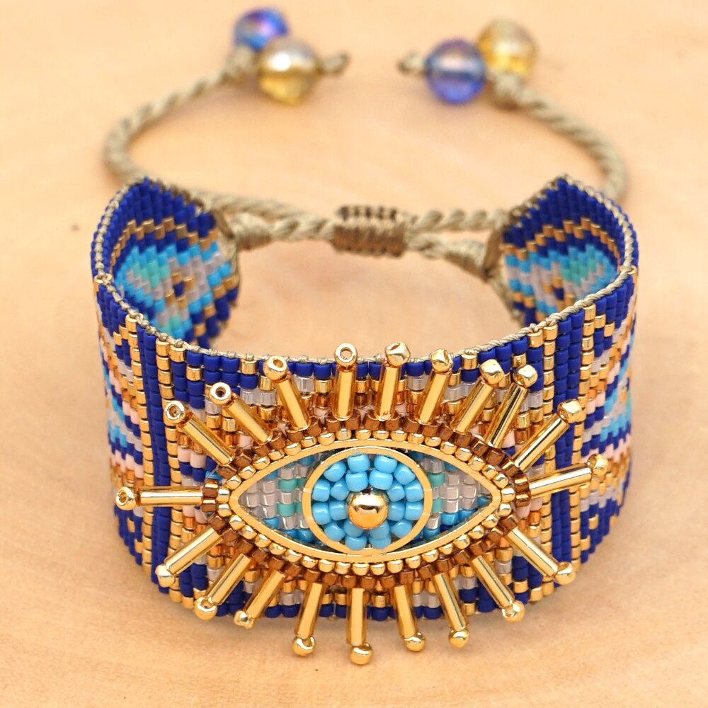 SHINUS BOHO2020 Donna la moda Monili dell'occhio diabolico Del Braccialetto MIYUKI di LUSSO Pulseeras Mujer Moda Unico Dei Monili Del Braccialetto Tessuti A Mano