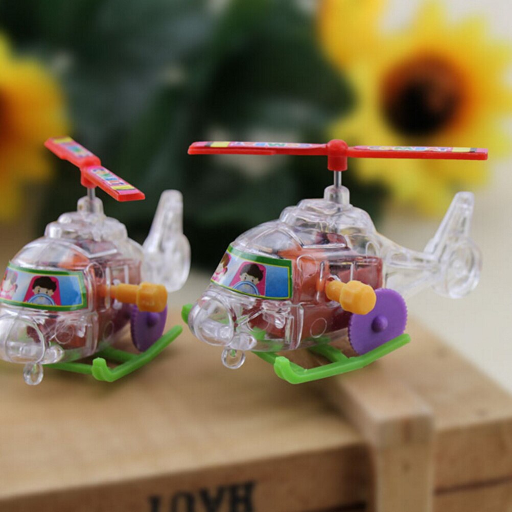 2Pcs Mini Clockwork Transparent Aircraft Somersault Running Wind Up Toy