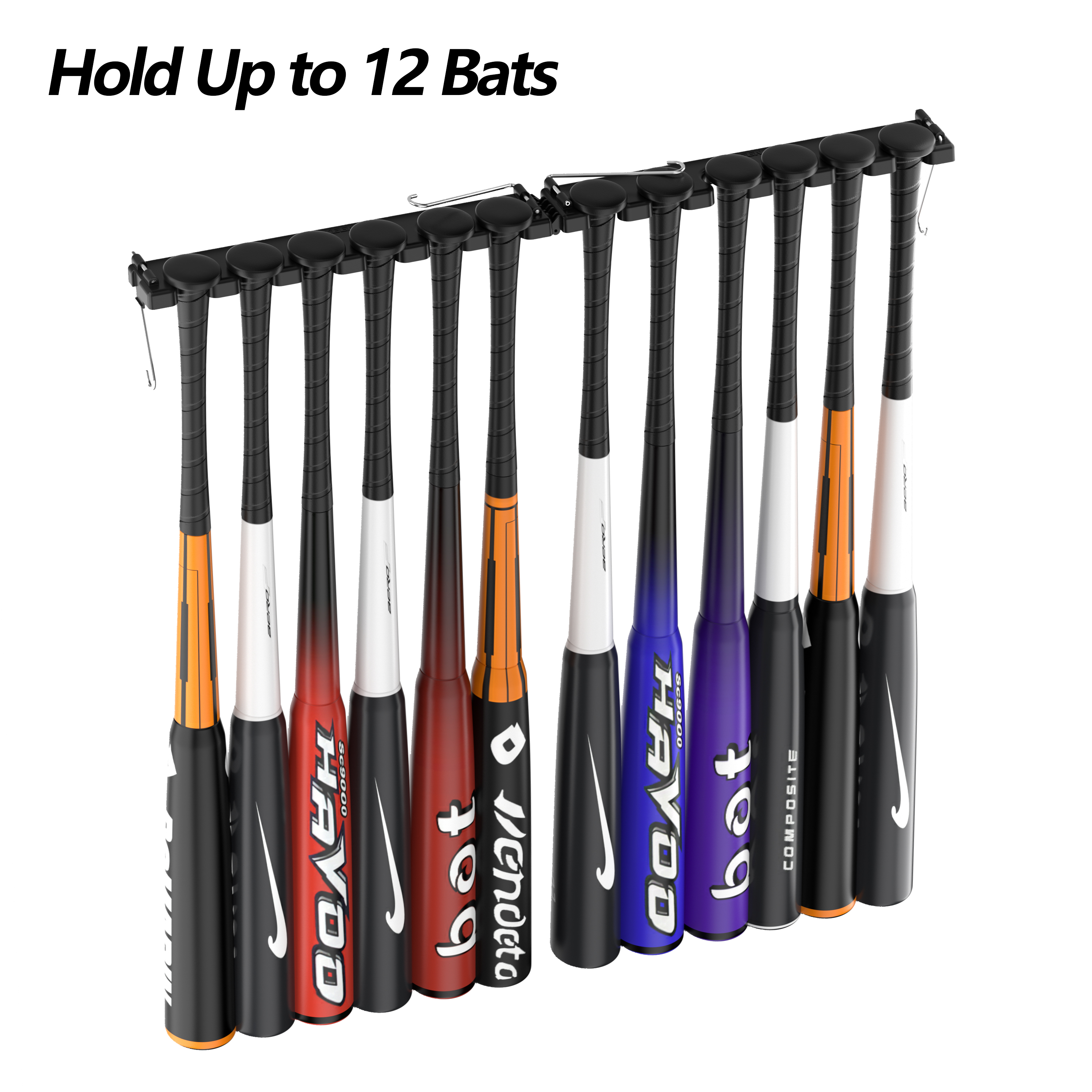 Foldable Baseball Bat Rack Vertical Tennis Bat Display Holder Holds Up Storage 12 Bat Organizer Softball Racket Rack For Stadium: Red
