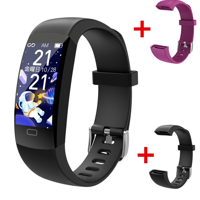 Pulsera inteligente F64T, dispositivo resistente al agua IP68, con monitor de temperatura corporal, frecuencia cardíaca, presión arterial y oxígeno, novedad de 2022: and purple black