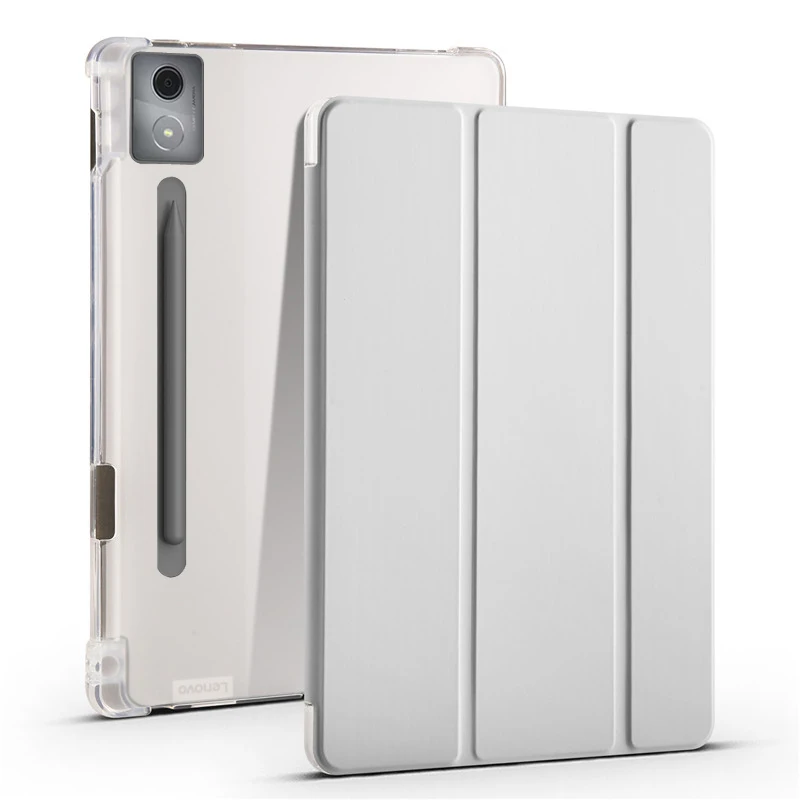 Pour Lenovo Idea Tab Pro étui avec porte-stylo à trois volets support arrière souple Coque pour Lenovo Idea Tab Pro 12.7 étui tb373fu: Beige