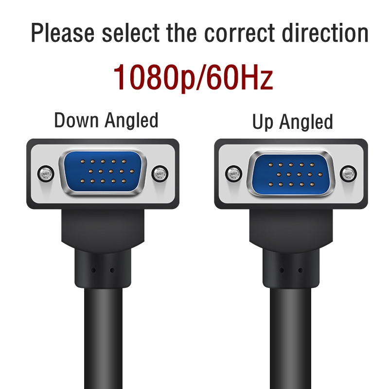 Computer Monitor Vga 1080P Kabel Standaard 15 Pin Connector 90 Graden Rechts Links Up Down Hoek Mannelijke Svga Cord draad Voor Desktop