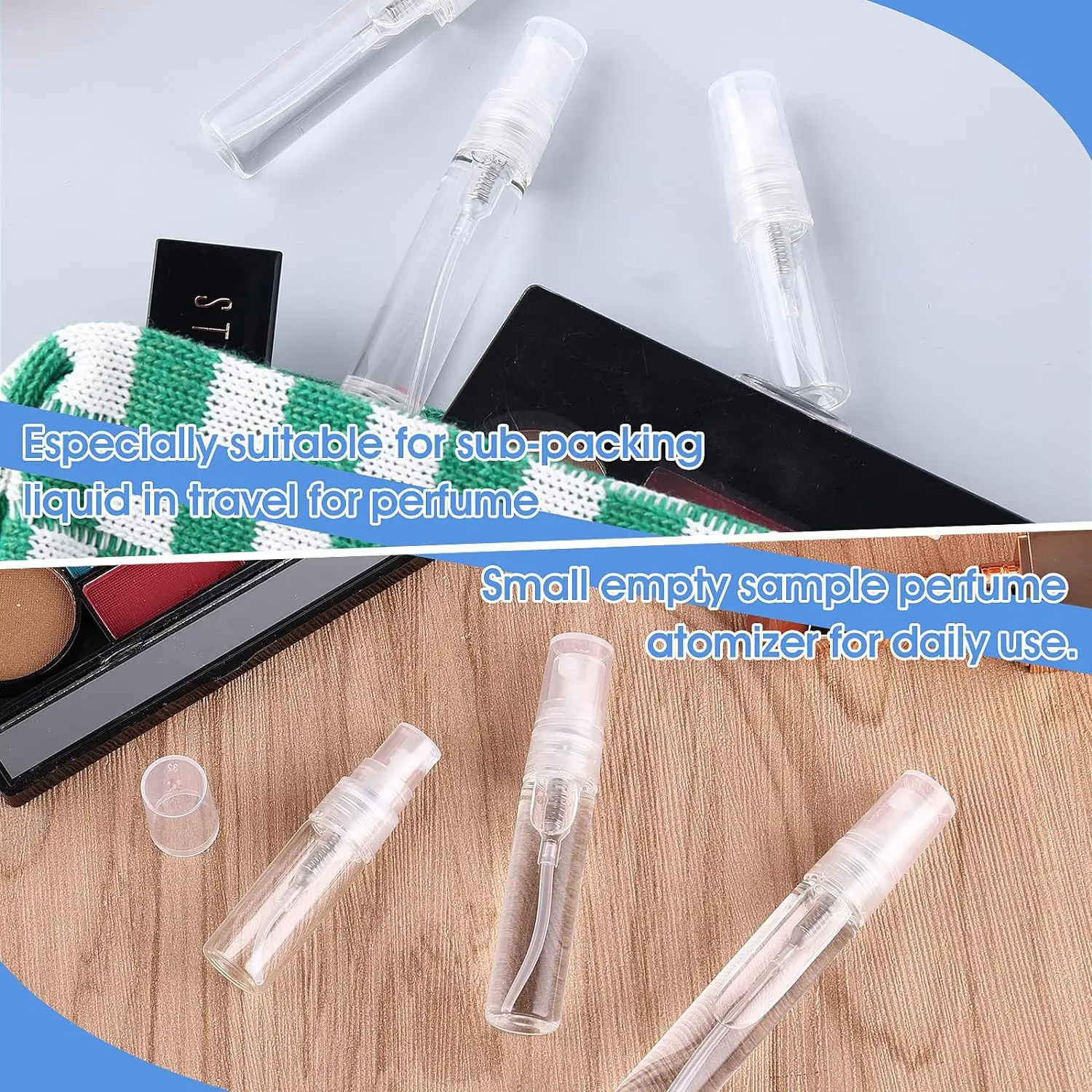 20pcs 2ml - 10ml Sample Refillable Perfume Bottle Empty Mini Spray Bottle Perfume Bottles glass Atomizer Container