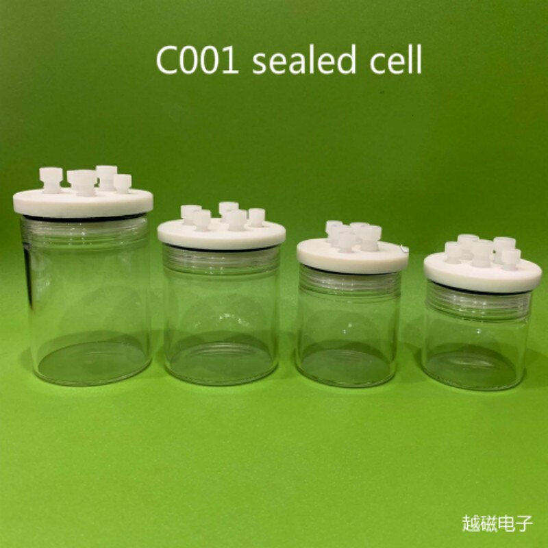 C001 sealed cell, straight five hole sealed cell, three electrode system. Electrochemical electrode.