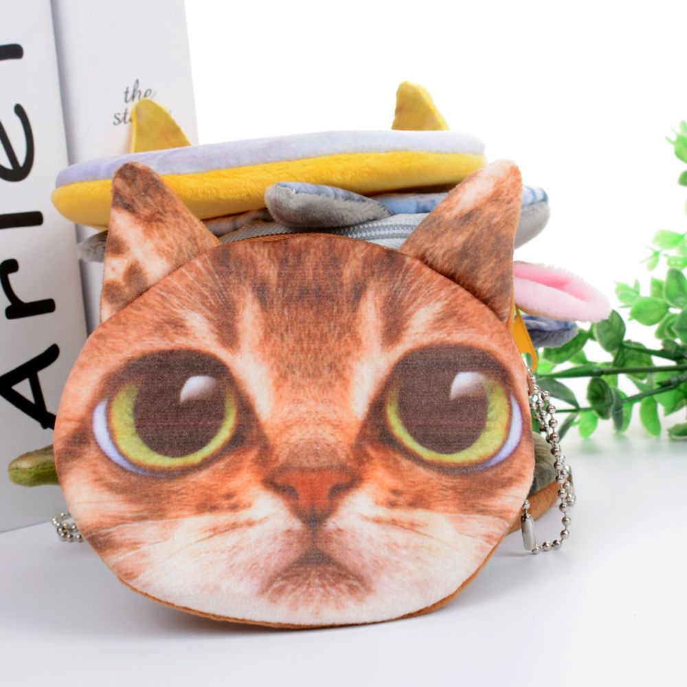 ¡Novedad! Cartera monedero de mujer con estampado 3D de gatos y perros, monedero pequeño y bonito con cremallera: H