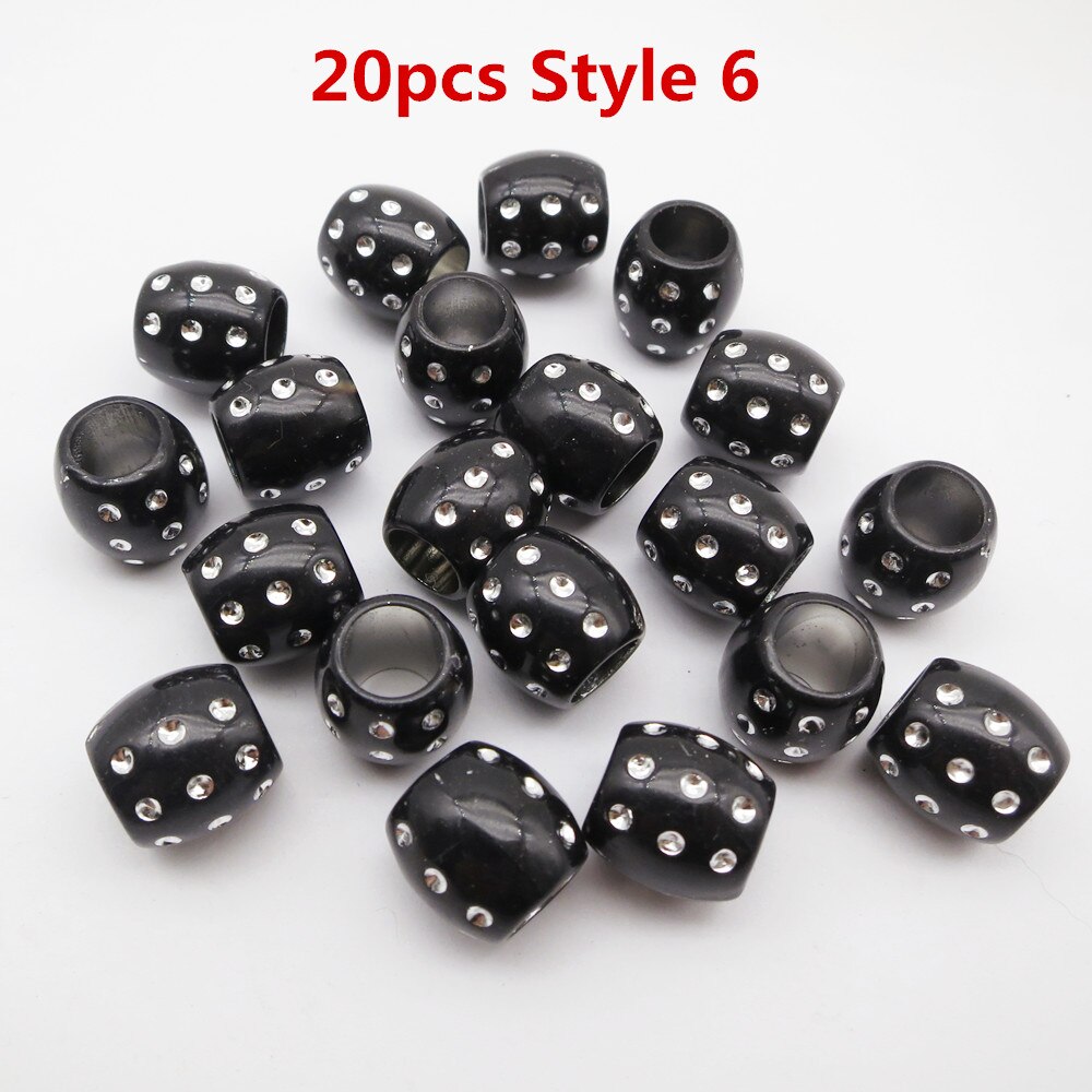 10pcs-20pcs coloured Crochet Braids hair dread dreadlock beads tube rings for Braiding Hair accessories for kids girls women: 20pcs Style 6