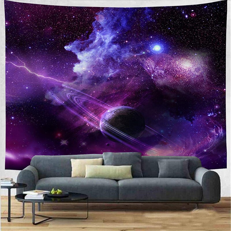 Psychedelic Starry Sky Galaxy Tapestry Art Print Wall Hanging Tapestry Wall Blanket for Bedroom Living Room
