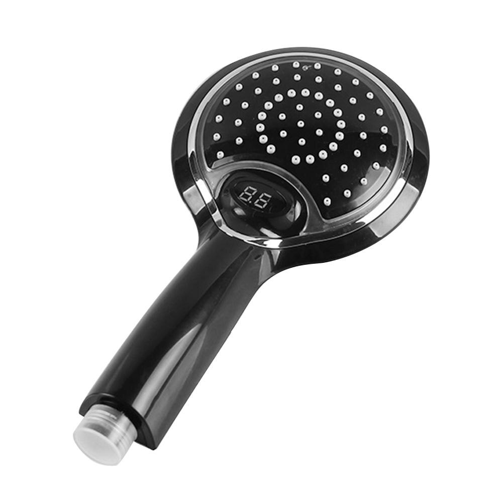 Led Licht Douchekop Handheld Douchekop Met Temperatuur Digitale Display 3 Kleuren Water Powered Led Douchekop Sprinkler: Black