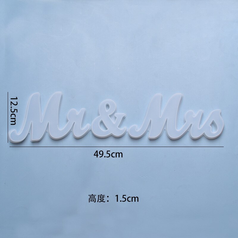 Molde grande de silicona con letras del alfabeto inglés, moldes de fundición para colgar en la puerta, bandejas para decoración del hogar, alfabeto MR &amp; MRS para Rezin