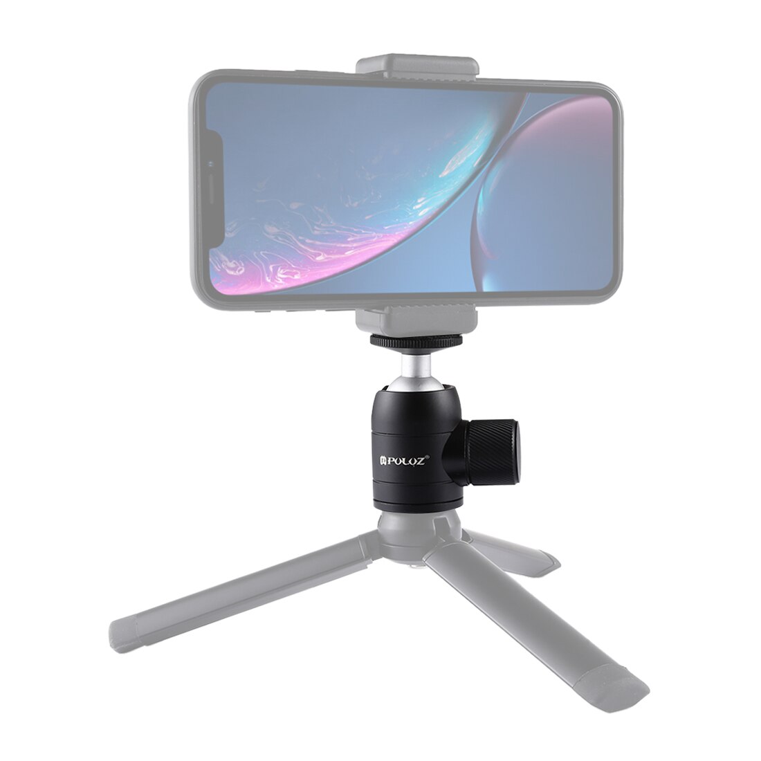 Mini Tripod Ball Head Adapter Ballhead Mount Alloy with 1/4 Holes for DSLR Camera Camcorder Cell Phone Monopod Mic Boom Pole