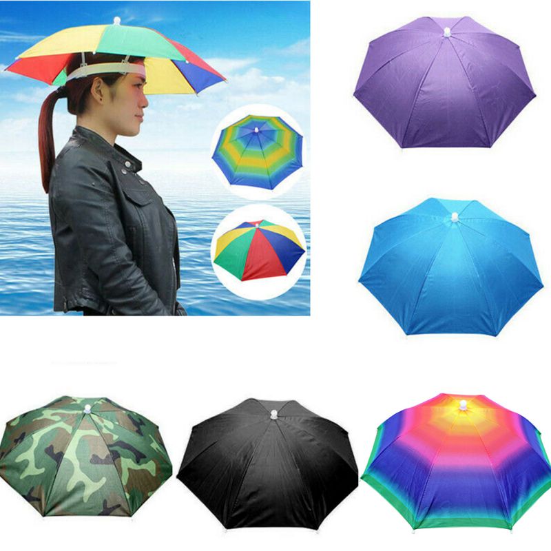 Doven håndfri paraply elastisk pandebånd iført hat paraply solrig regn fiskeri paraply hat plukning te hat paraply