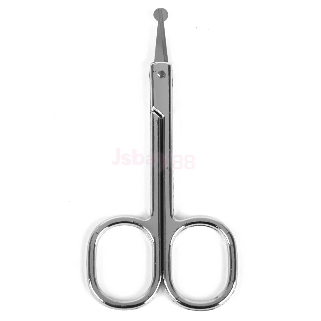 Mini recto bigote removedor de vello de la nariz de tijera Trimmer seguridad punta redonda, oído, nariz Trimmer para los hombres afeitado maquinilla de afeitar