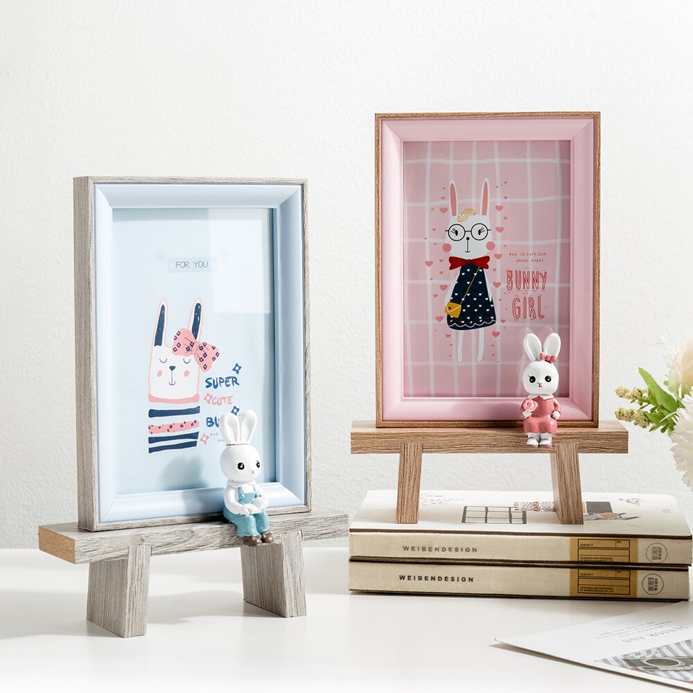 Cute Rabbit Frame Cute Cartoon Wooden Photo Frame Picture Frame Rabb... – Grandado