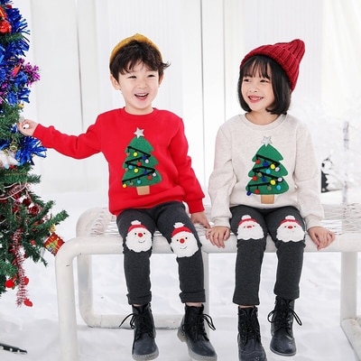 Nuovo Anno Famiglia Vestiti di Corrispondenza Donne Di Natale per Bambini di Età Pigiami di Natale Babbo Natale Maglie E Maglioni Albero di Natale Del Ricamo Rosso Verde con Cappuccio