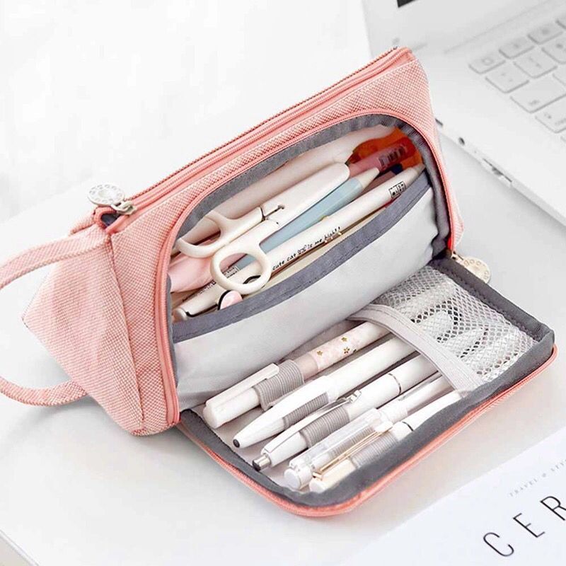 Estuche para lápices de gran capacidad, cartuchera de lona kawaii para la escuela, porta bolígrafos, espacio para 40 lapiceros, artículo de papelería