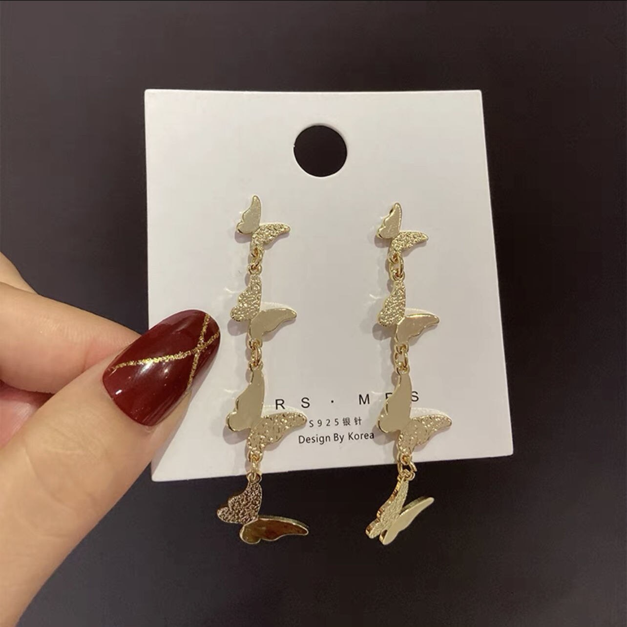 Metalen Vlinder Kwastje Oorbellen Multi-Lagen Vrouwen Dangle Oorbellen Goud Kleur Lange Opknoping Oorbellen Boucle D&#39; Oreille Femme: ES3920