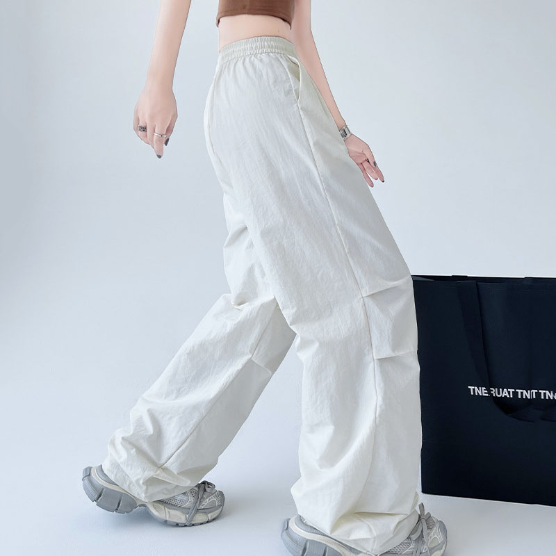 Sommer frauen Fallschirm Hosen Kordelzug Elastische Taille Y2K Baggy Cargo Hosen für Frau Harajuku Streetwear Breite Bein Jogginghose