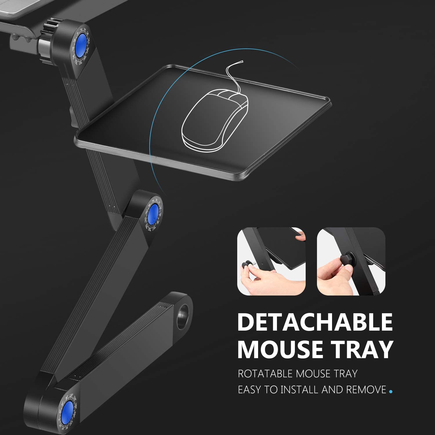 Adjustable Aluminum Laptop Desk Portable Folding Laptop Desk Computer Table Laptop Stand Holder 360°Foldable Notebook Desk Bed S