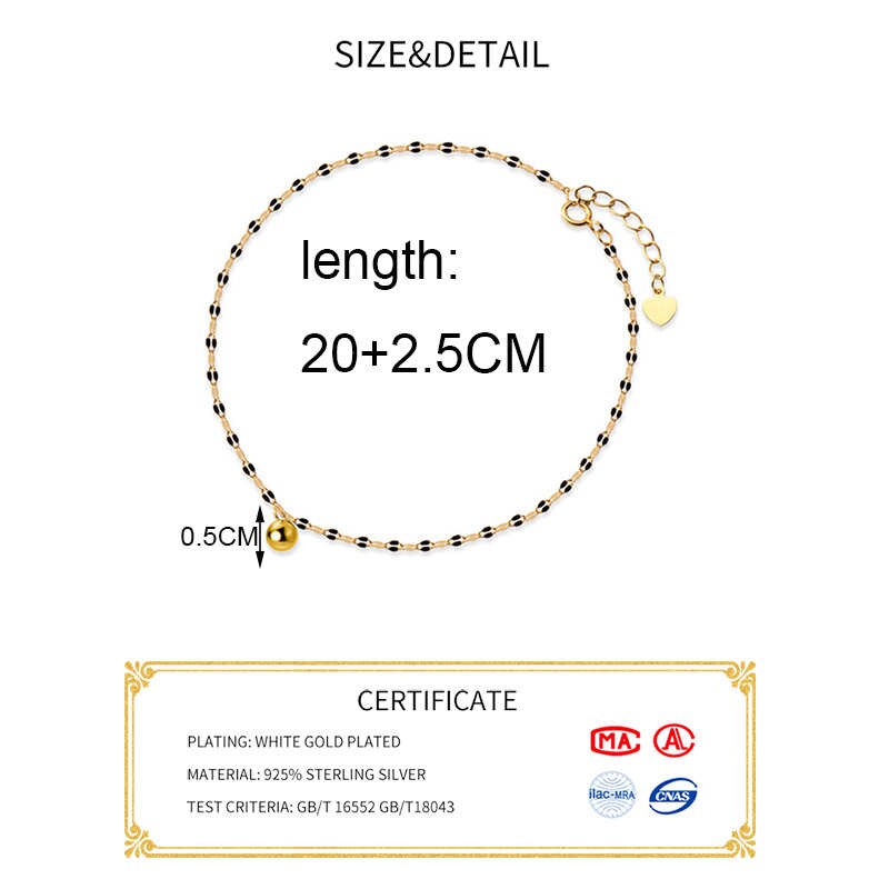 Ponykiss trendiges fußkettchen mit  s925 glänzenden goldperlen aus sterlingsilber, damenschmuck, partyschmuck, allergievorbeugend