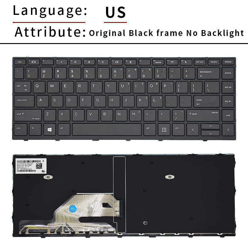 Märkesoriginal för hp probook 430 g5 440 g5 445 g5 640 g4 640 g5 engelskt laptoptangentbord amerikanskt  l01071-001 l00735-001: Vit