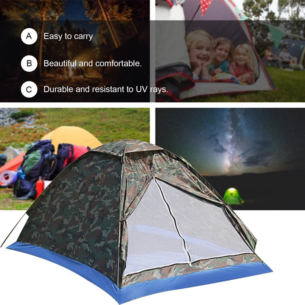 Outdoor Portable Beach Tent Camouflage Camping Tent for 2 Person Ultralight Single Layer