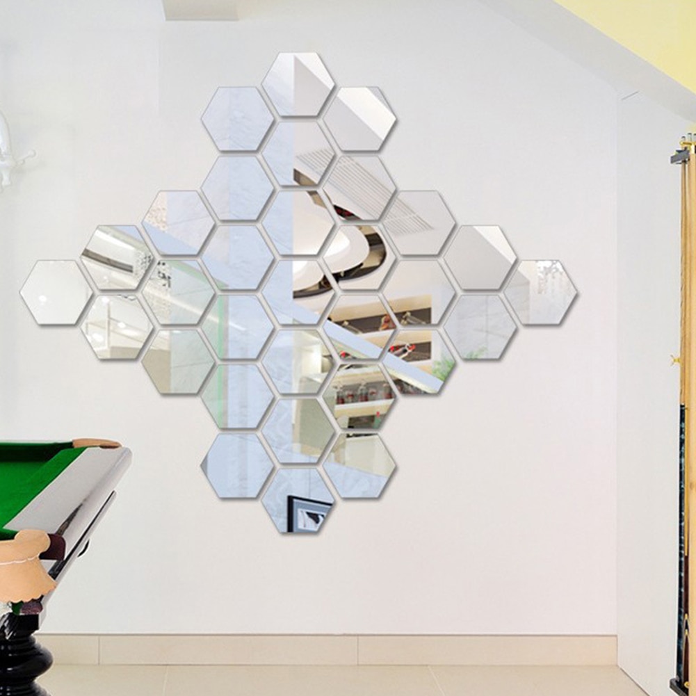 Hexagon Acryl Muursticker 12 Stuks Verwijderbare Spiegel Vliegtuig Decals Wanddecoratie