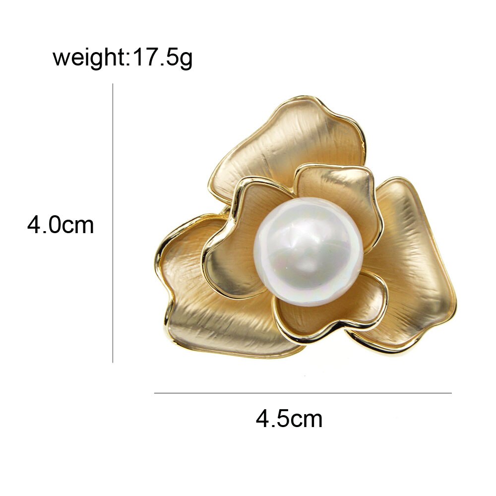 CINDY XIANG Matte Gold Color Pearl Flower Brooches For Women Eegant Luxury Brooch Pin 2 Colors Available High Qualiry