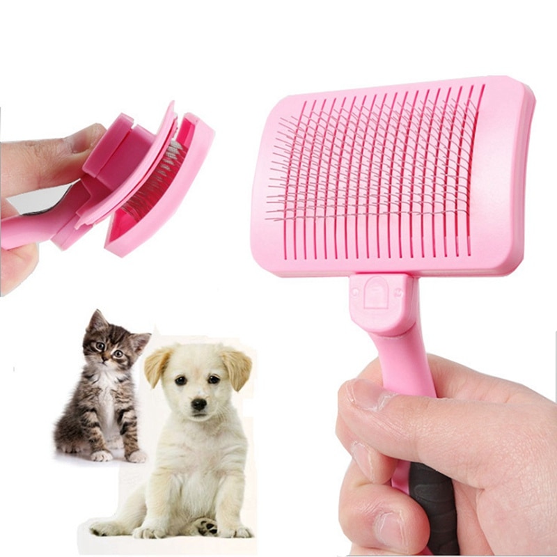 Peine para perros con alambre de acero de autolimpieza para mascotas peine para quitar el pelo suelto 1
