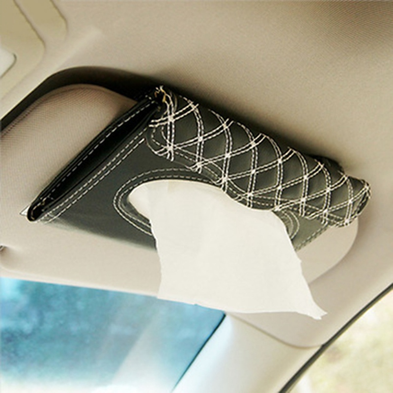Auto Zonneklep Tissue Box Houder PU Leather Tissue Papier Doos Cover Case Auto Organizer Accessoires