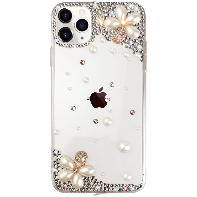 Bloem Telefoon Case Voor Motorola Moto G Stylus 5G 4G G Power G Play G 5G Plus Handgemaakte Strass Bling Clear Cover