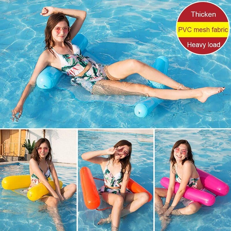 4PCS Inflatable Folding Dual-Use Backrest Floating Row Drainage Upstream Floating Bed with Net Inflatable Hammock Toy