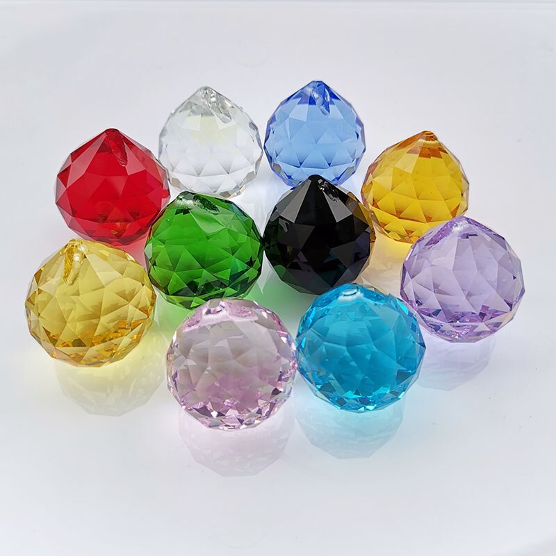 Lámpara colgante de prisma con bola facetada de cristal de colores de 10 uds, lámpara atrapasol para decoración del hogar o boda, pisapapeles de cristal