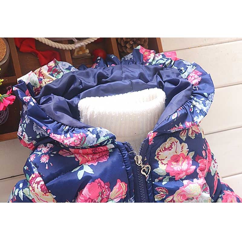 Meisjes Vest Jas Kinderen Casual Kleding Jas Hoodie Herfst Winter Bloem Bovenkleding Kinderen Rits Dikke Warme Buitenste