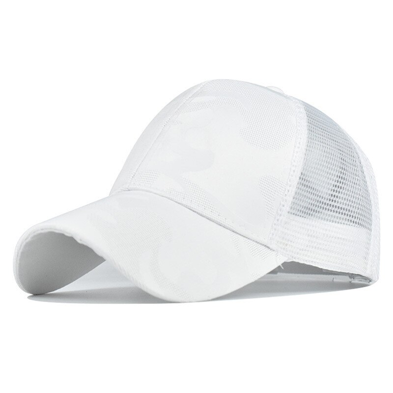 Baseball Caps Men Women Snapback Hip Hop Hat Summer Breathable Mesh Sun Gorras Unisex Streetwear Bone Leisure Simple: White