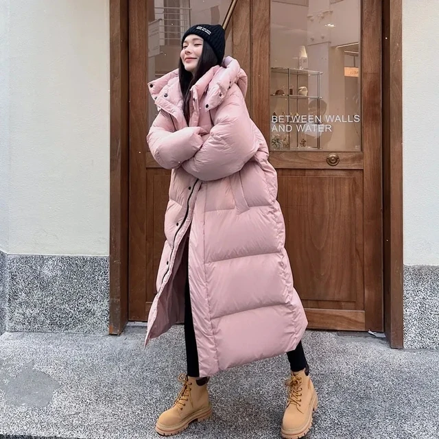 Wärmer Winter rosa Kapuze lange Parka Chaqueta dicke Wind dichte Parca Mantel lässig Schnee tragen Baumwolle gepolsterte Frauen Jaqueta: XL / Rosa