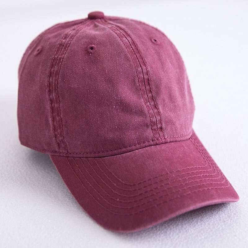 Lente Zomer katoen Gewassen Baseball Cap Mannen Vrouwen doen oude retro stijl Outdoor Zonnescherm Hoed Casual effen kleur baseball cap: Wine red